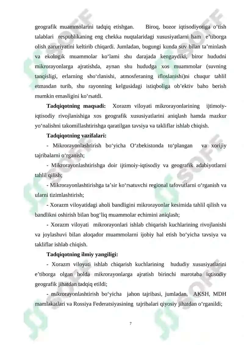 IQTISODIY ISLOHOTLAR CHUQURLASHAYOTGAN SHAROITDA MIKRORAYONLASHTIRISHNI OPTIMALLASHTIRISH (Xorazm viloyati misolida) 6
