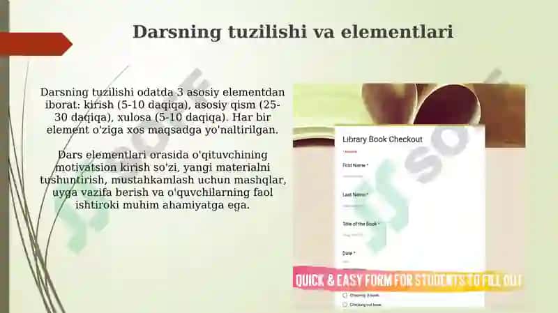 Dars - Ta'limni tashkil etishning asosiy shakli 6