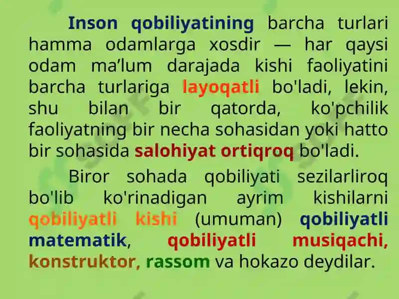 QOBILIYAT va QIZIQISH-HAVAS 6