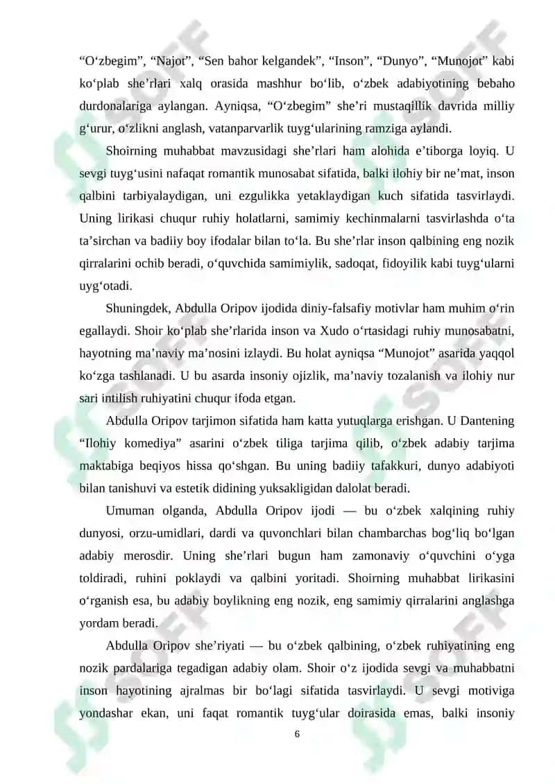 ABDULLA ORIPOV SHE’RIYATIDA SEVGI MUHABBAT MOTIVLARI 6