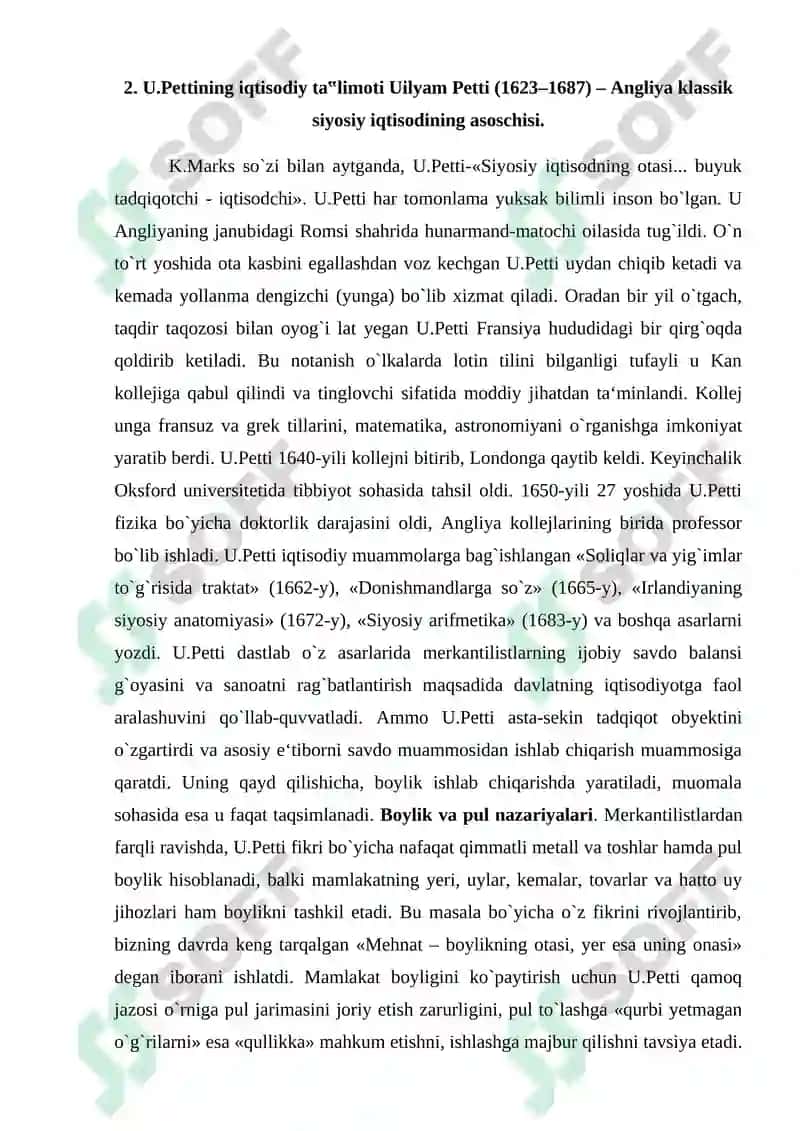 Klassik iqtisodiy maktabning yuzaga kelishi, rivojlanishi va yakunlanishi. Marjinalizm iqtisodiy ta`limoti 6