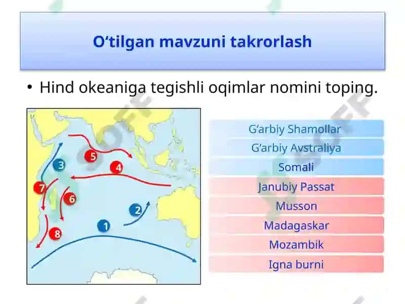 O‘tilgan mavzuni takrorlash 6