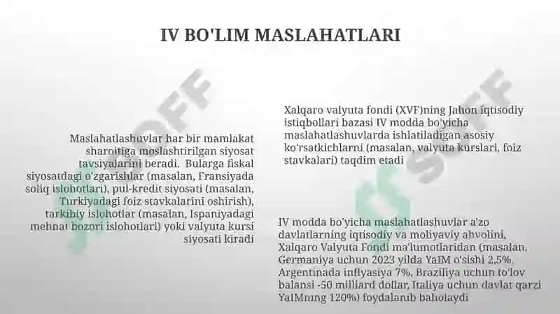 Xalqaro valyuta fondining moliyaviy koʻrsatgichlari taxlili 6