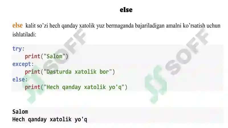 Python dasturlash tilida istisnolar 6