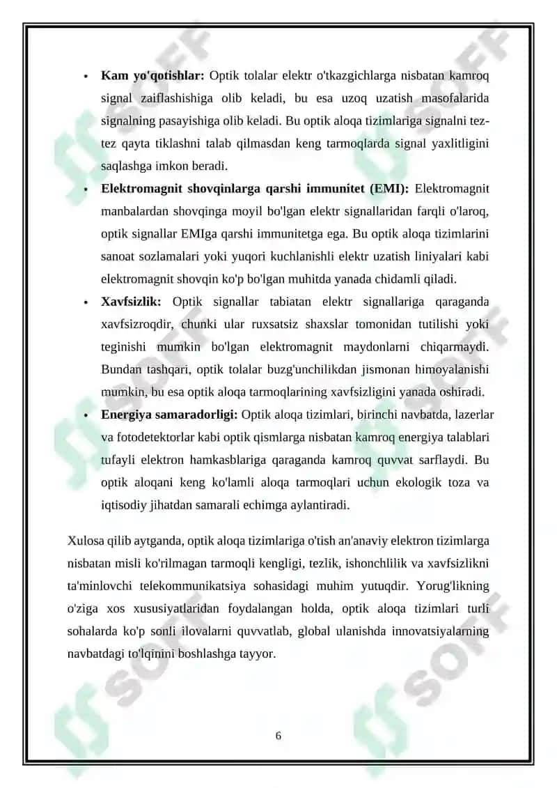 Optik kommutatorlar asosida optik aloqa tarmoqlarini tuzilish prinsiplari 6