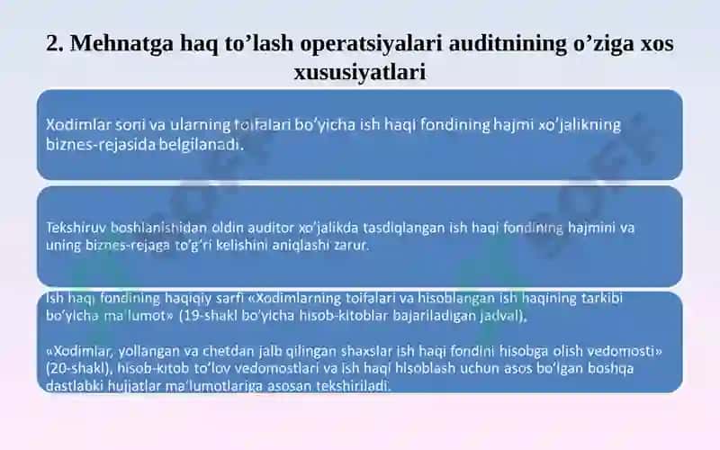 Mehnatga haq to'lash bo’yicha hisoblashishlar auditi 6