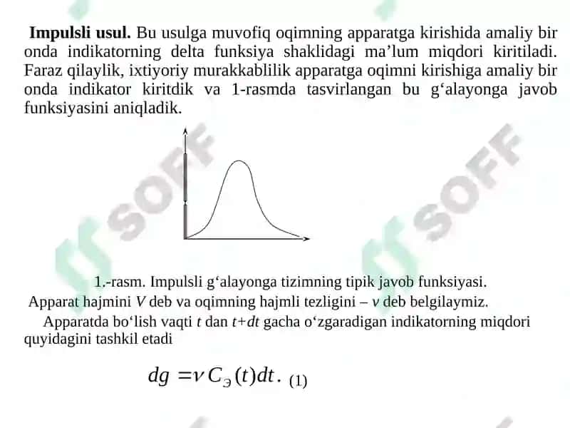 MA’RUZA № 2APPARATDAGI OQIMLAR STRUKTURASINING MATEMATIK TAVSIFI 6