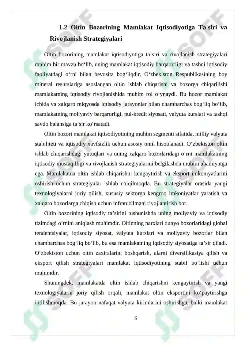 Oltin bozorining mamlakat iqtisodiyotiga ta’siri va rivojlanish strategiyalari 6