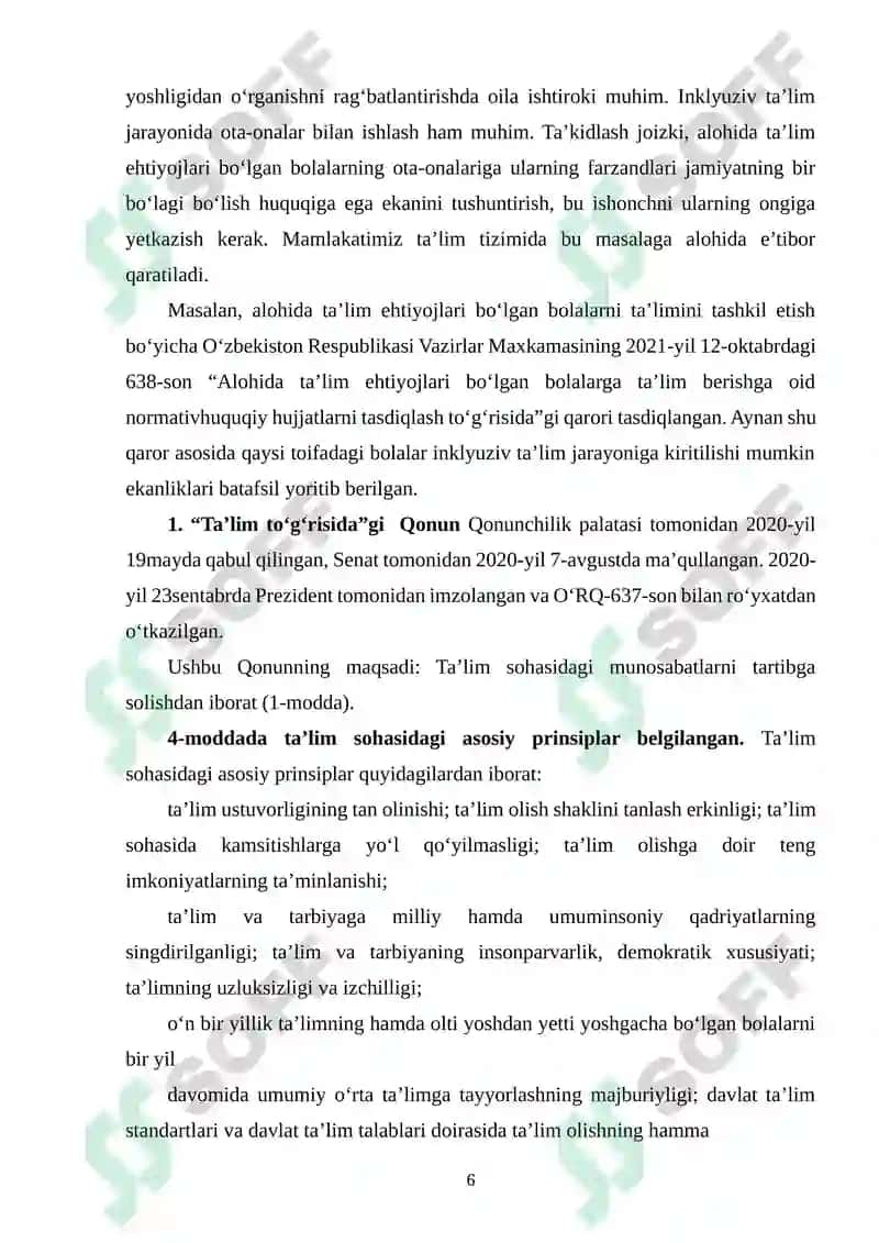INKLYUZIV TAʼLIMNING HUQUQIY ASOSLARI 6