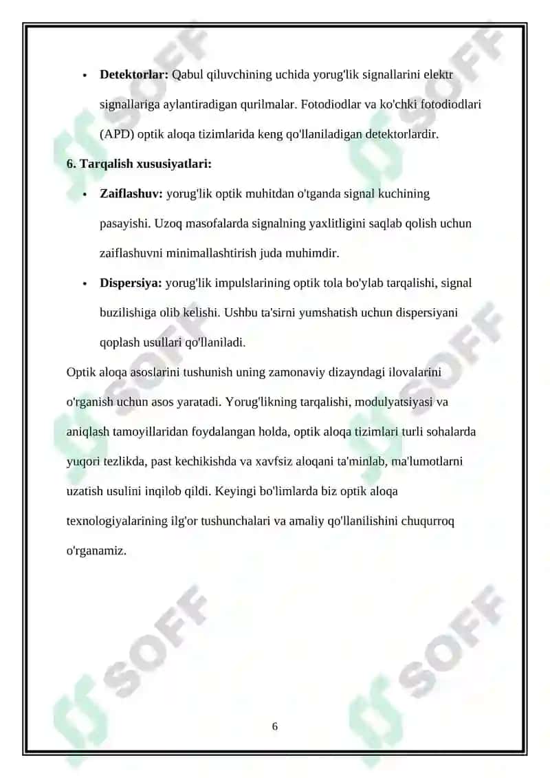 Zamonaviy loyihalashda qoʻllaniladigan optik aloqa texnologiyalar 6