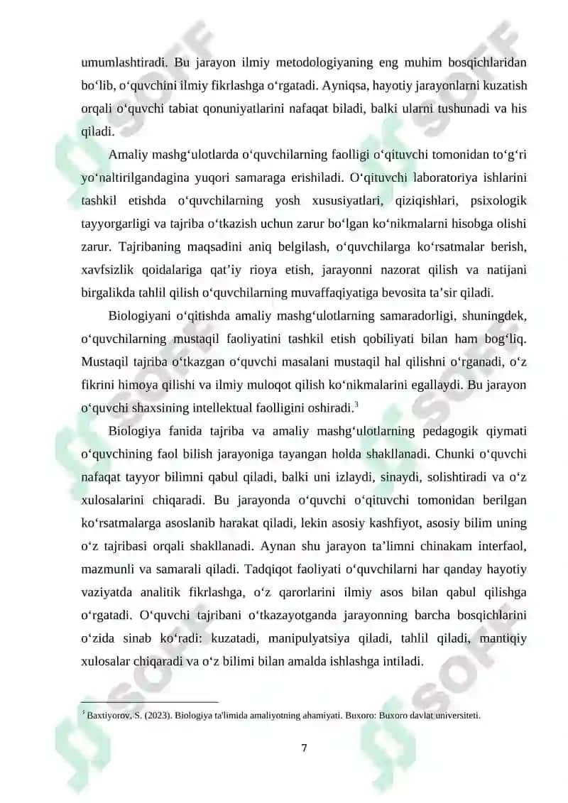 Biologiya fanini o‘qitish jarayonida tajriba va amaliy mashg‘ulotlarning roli 6