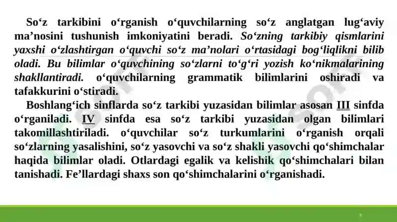 Boshlang‘ich sinflarda so‘zning morfemik tarkibini o‘rganish metodikasi 6