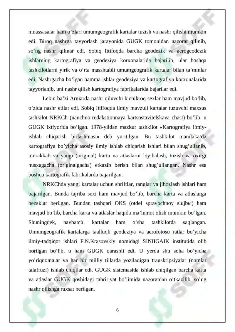 UMUMGEOGRAFIK KARTALARDA GEOGRAFIK ASOSNI TASVIRLANISHI KURS ISHI 6