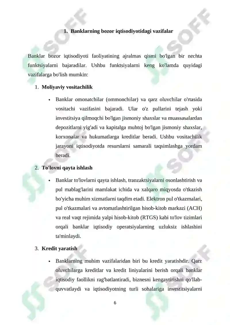 Banklar va ularning bozor iqtisodiyotidagi vazifalari 6