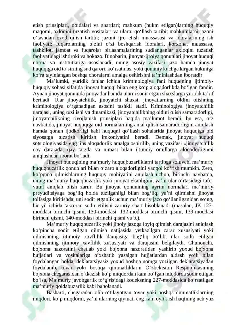 Jinoyat huquqi tushunchasi, vazifasi, prinsiplari va tizimi 6