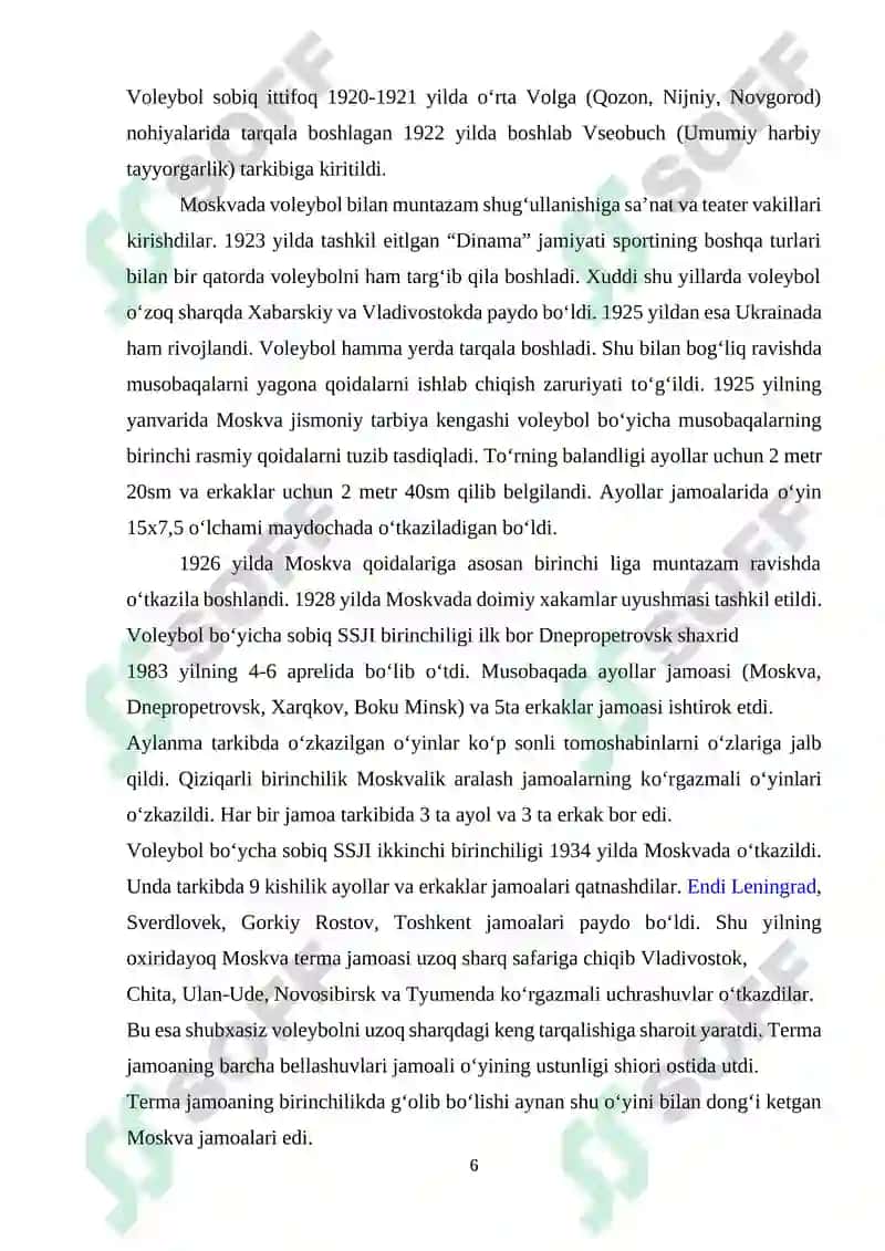 Zamonaviy voleybol o`yinining dolzarb masalalari o`yin texnikasi va tasnifi 6
