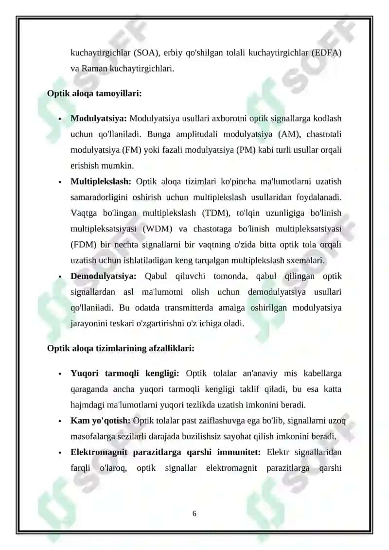 Optik aloqa tizimlari 6