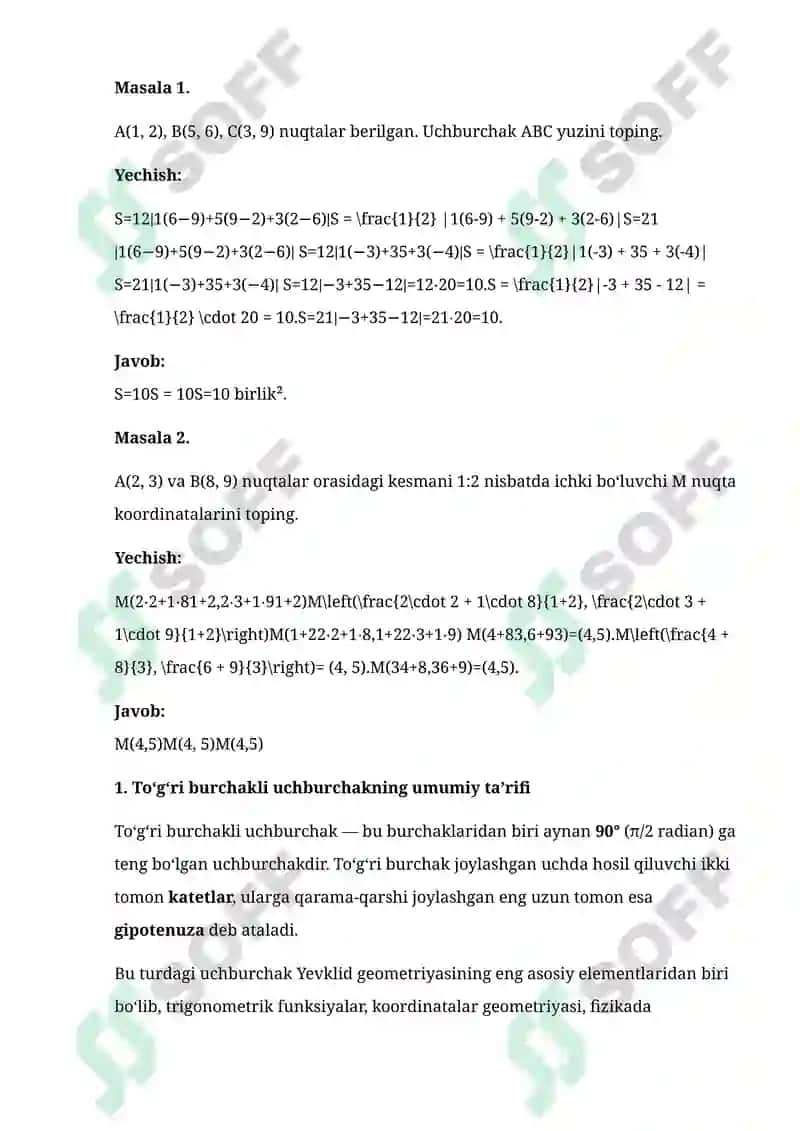 Analitik geometriya fanida geometrik figuralarni Dekart koordinatalar sistemasida o‘rganish 6