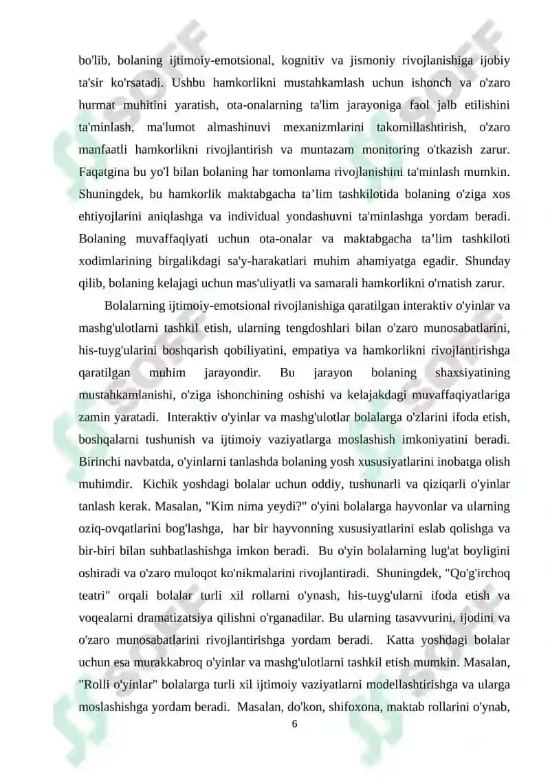 Bolalarning ijtimoiy-emotsional rivojlanishiga qaratilgan interaktiv o'yinlar va mashg'ulotlarni tashkil etishning nazariy asoslari 6