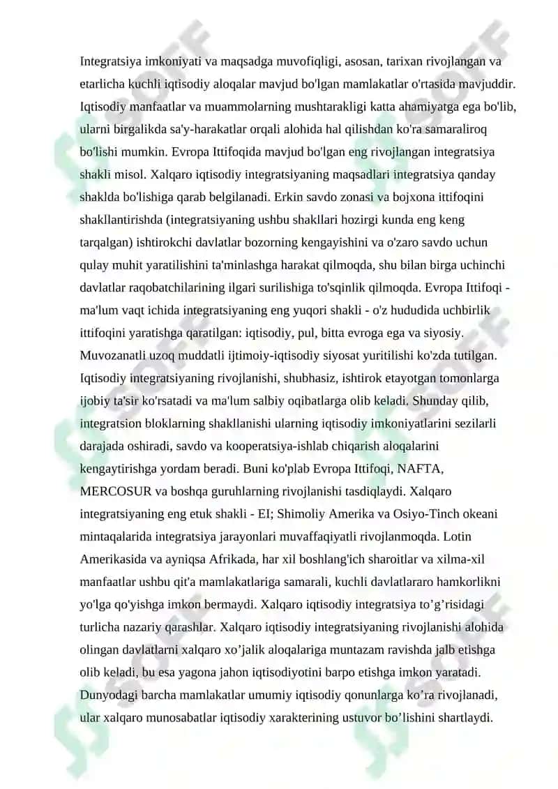 Xalqaro iqtisodiy integratsiya uning mazmun va shakillari 6