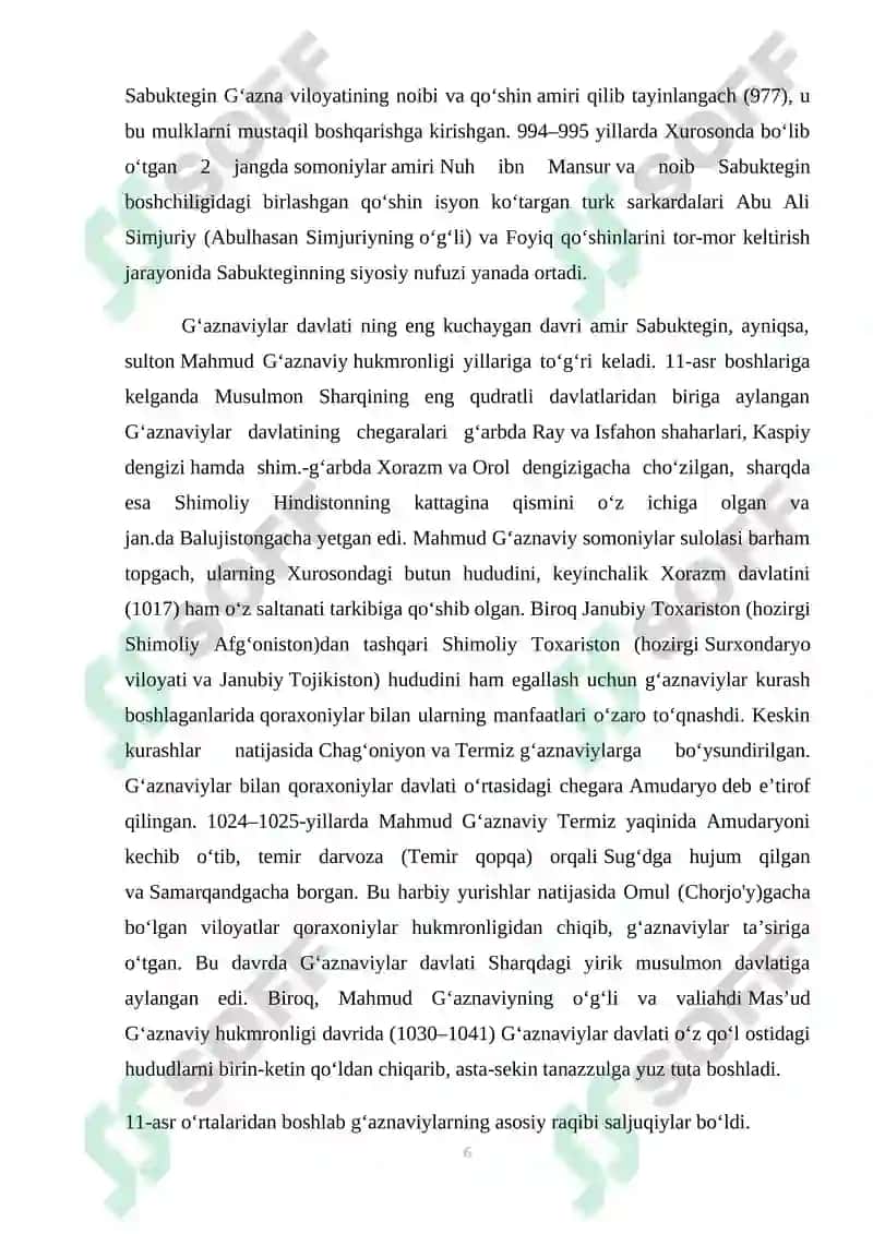Tohiriylar, Somoniylar, G`aznaviylar, Qorahoniylar  Saljuqiylar, Qoraxitoylar 6
