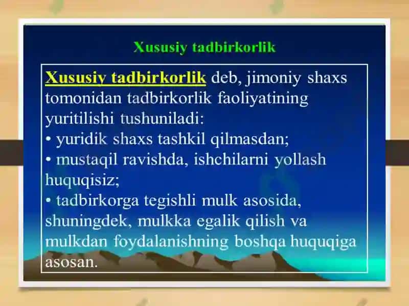 Tadbirkorlik faoliyati subyektlarining huquq va majburiyatlari 6