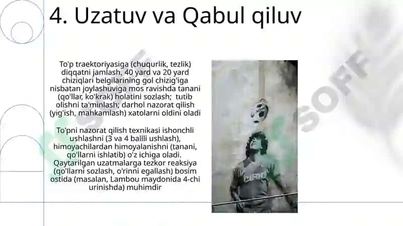 Futbòl òyinida tòpni olib qòyish texnikasi 6
