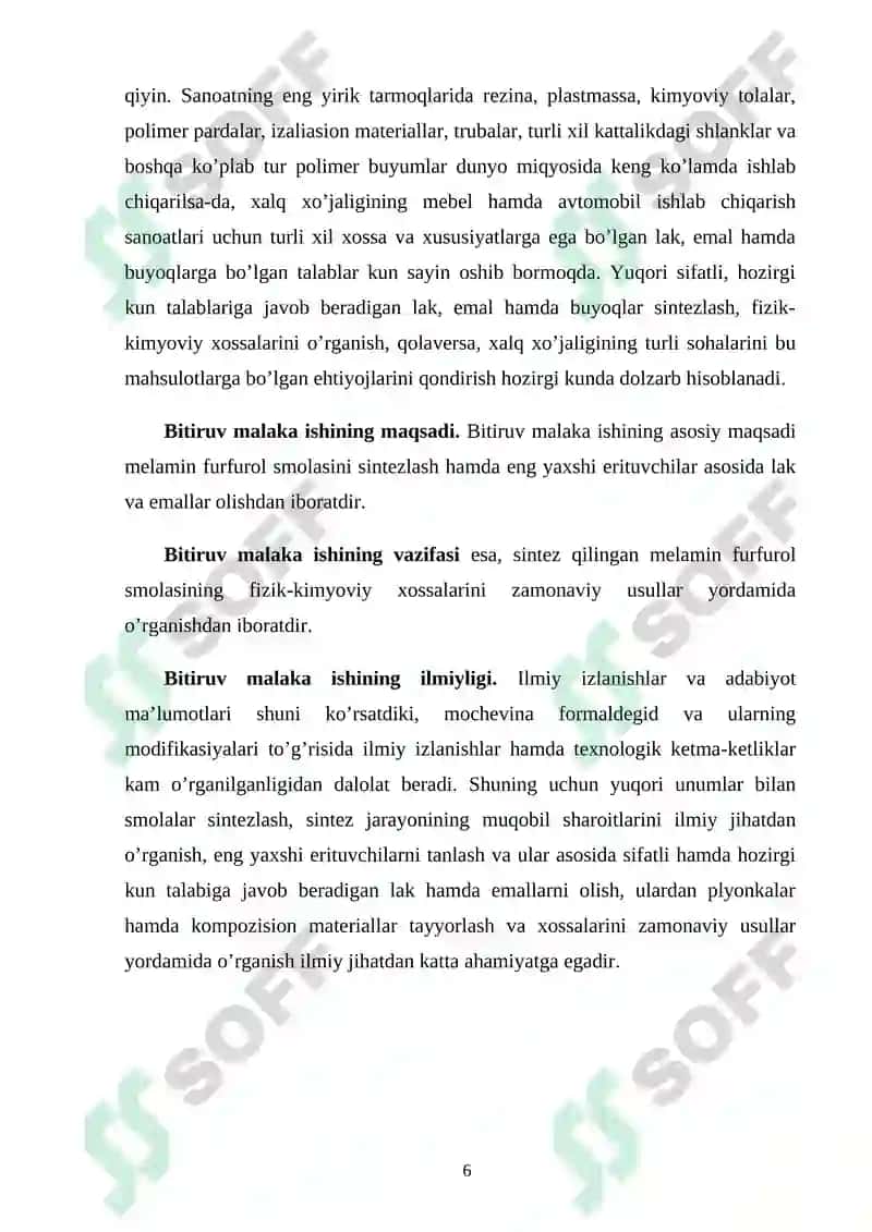 Melamin furfurol smolasini olish va xossalarini o’rganish 6