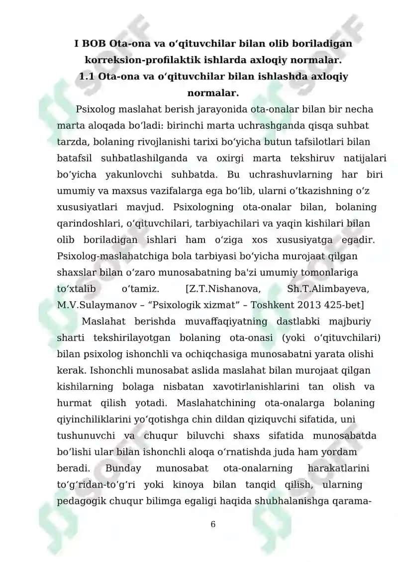 Xalq ta’lim tizimi psixologi ishining o‘ziga xos jihatlari(Mexribonlik uylari, internatlar, sotsial ta’minot, sog‘likni saqlash muassasalari, huquq-targ‘ibot tizimi) 6