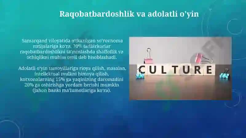 Tadbirkorlik etikasi va madaniyati 6