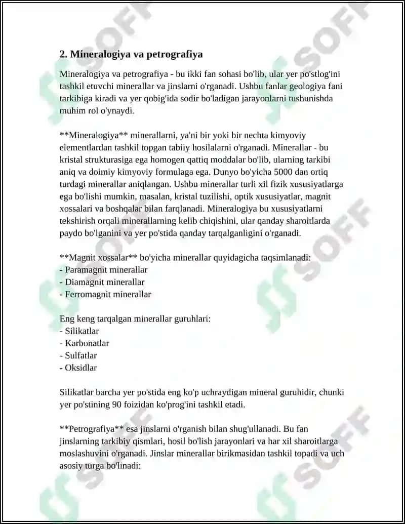 QARSHI MUHANDISLIK IQTISODIYOT INSTITUTI GEOLOGIYA VA KONCHILIK ISHI FAKULTETI 6