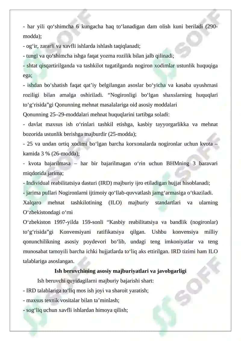 Nogironligi bo‘lgan shaxslarning mehnatini huquqiy jihatdan tartibga solishning o‘ziga xos xususiyatlari 6