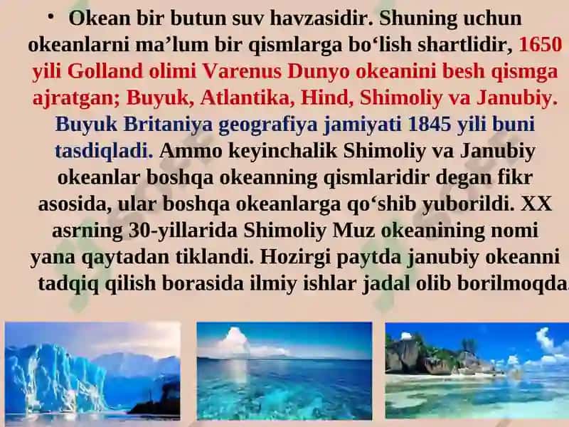 Janubiy okean, uning chegaralari haqidagi ma’lumotlarning geografik talqini 6