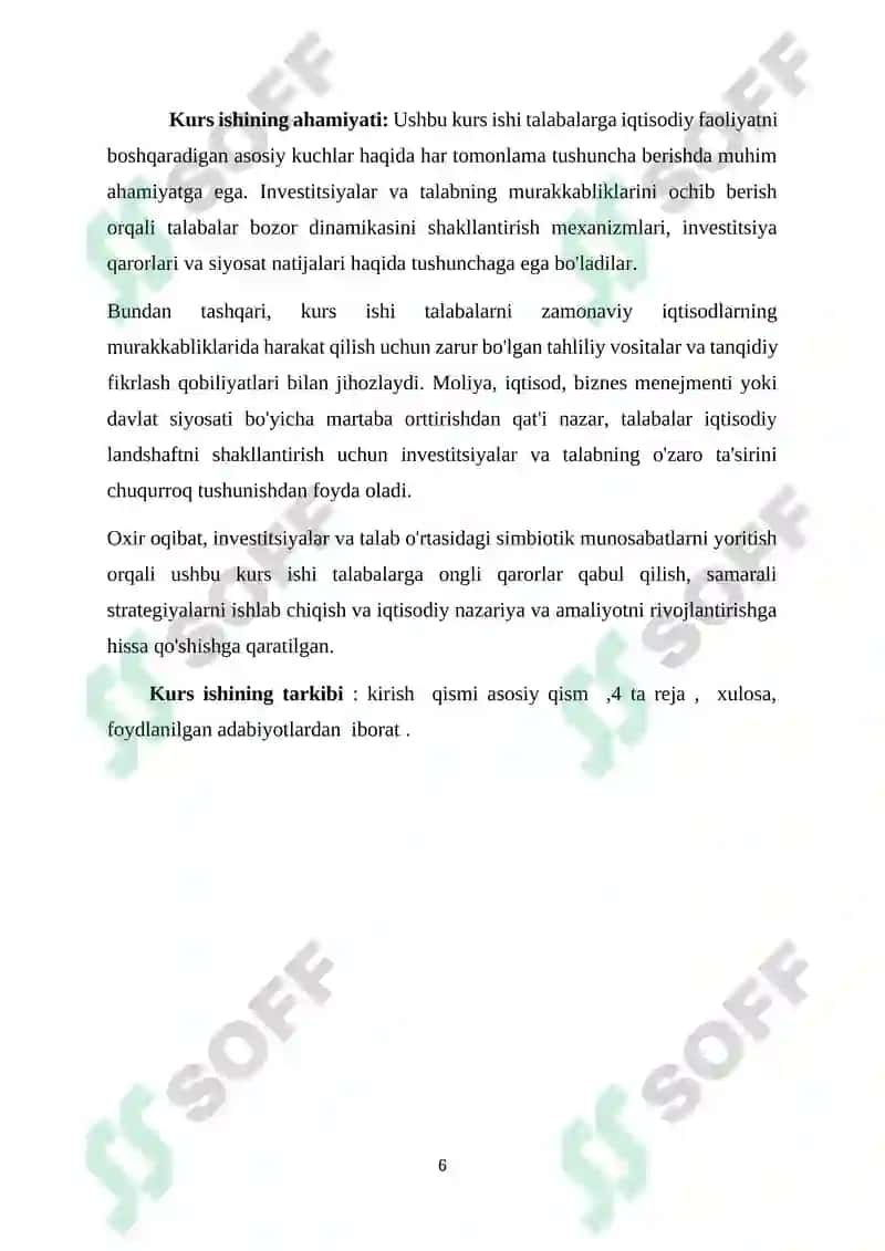 Investitsiyalar va ularga talab 6