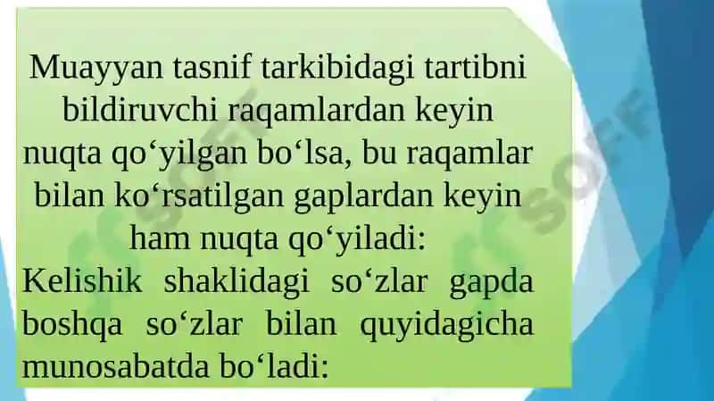 Tinishbelgilarining gap oxirida qo‘llanishi 6