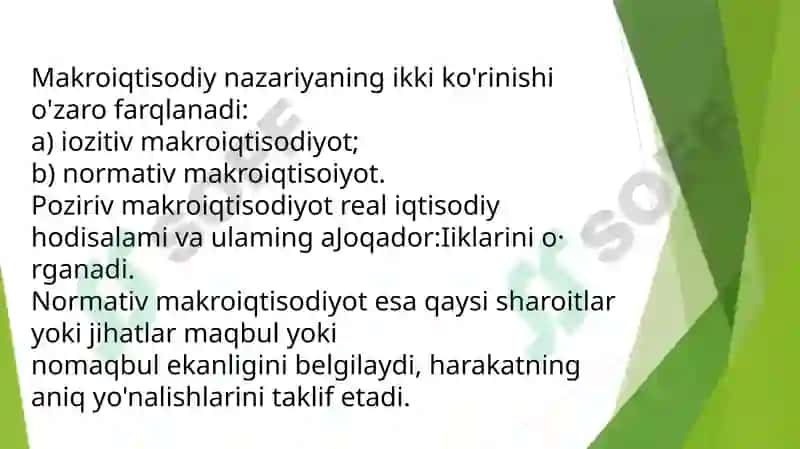 Makroiqtisodiy modellar. Asosiy makroiqtisodiy modellarning qiyosiy tahlili 6