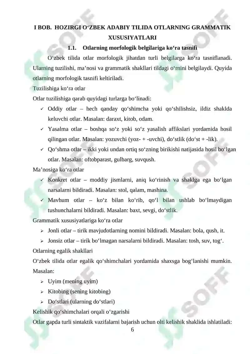 Hozirgi oʻzbek adabiy tilida ot soʻz turkumi 6