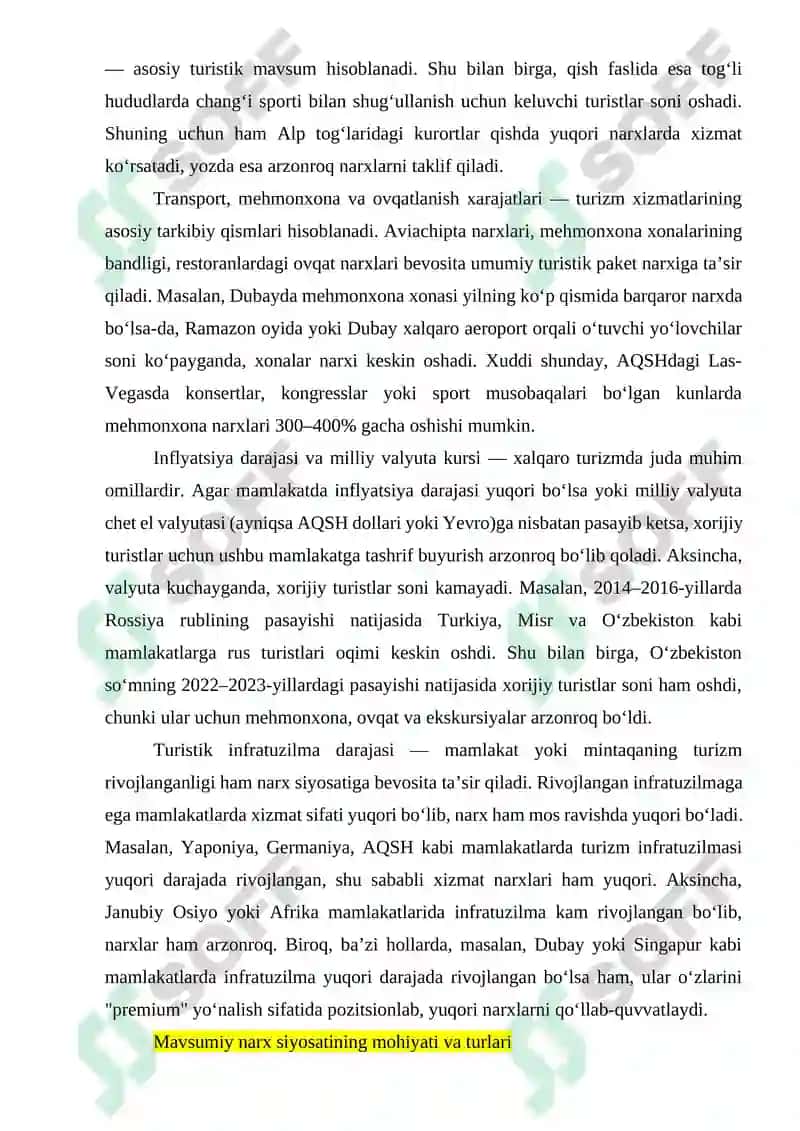 TURIZMDA MAVSUMIY NARX SIYOSATI VA UNING AFZALLIKLARI. 6