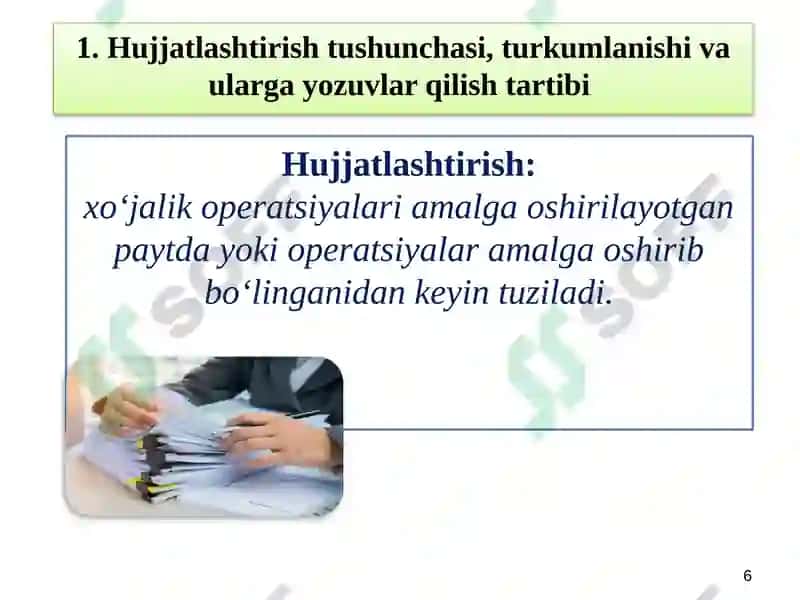 HUJJATLASНTIRISН VA INVENTARIZASIYА 6