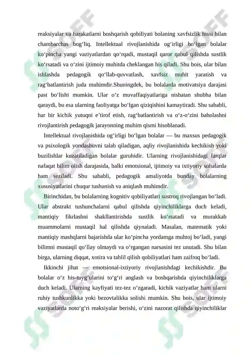 Intellektual rivojlanishida og‘irishi bo‘lgan bolalarda emotsional-ixtiyoriy sohaning rivoji 6