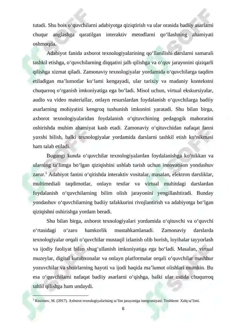 Adabiyot fanini oʻqitishda axborot texnologiyalaridan foydalanish pedagogik mahoratni oshirish omili 6