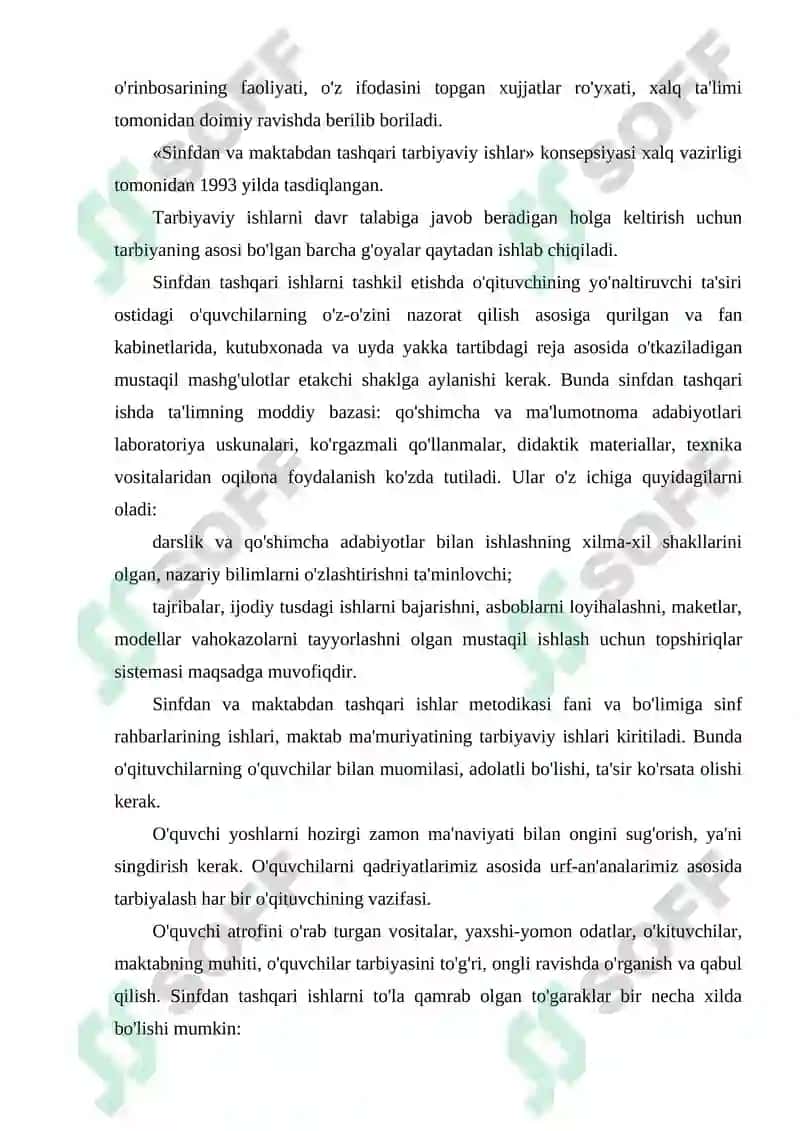 Maktabdan tashqari ta'lim muassasalari ish faoliyati va yoshlar tarbiyasidagi o'rni 6