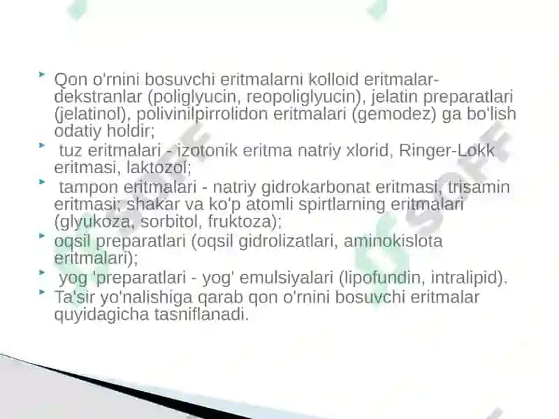Qon oʻrnini bosuvchi suyuqliklar 6