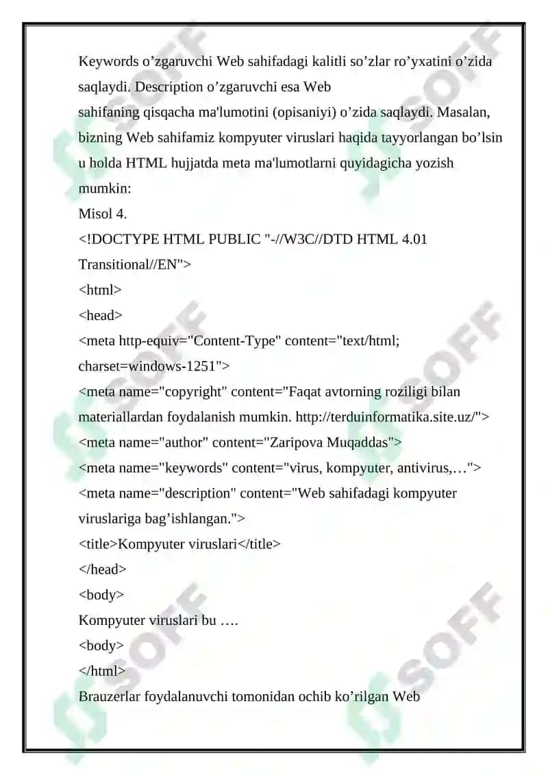 HTML DASTIRIDA “MEN SHIFOKORMAN” PORTFOLIOSINI YARATISH 6