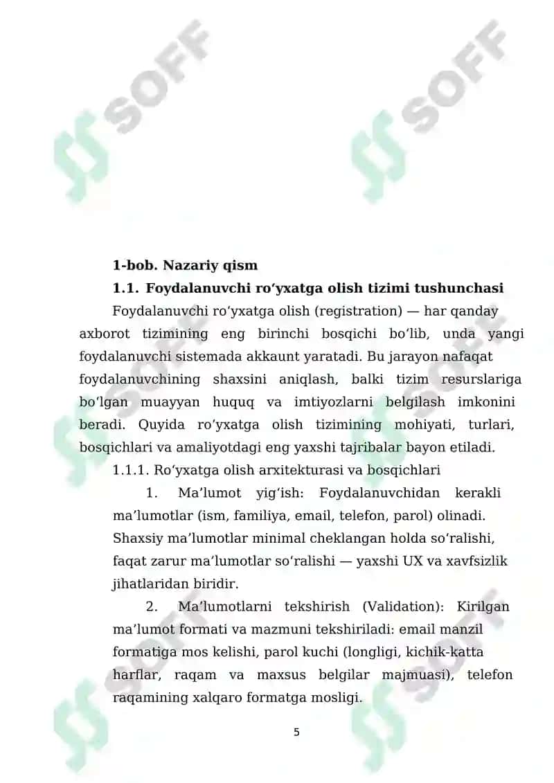 Foydalanuvchi ro’yhatga olish tizimi 6