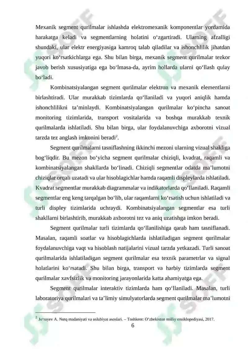 Oʻzbek tilida "Segment qurilmalar" tushunchasi va uni nutqda ifodalanishi 6