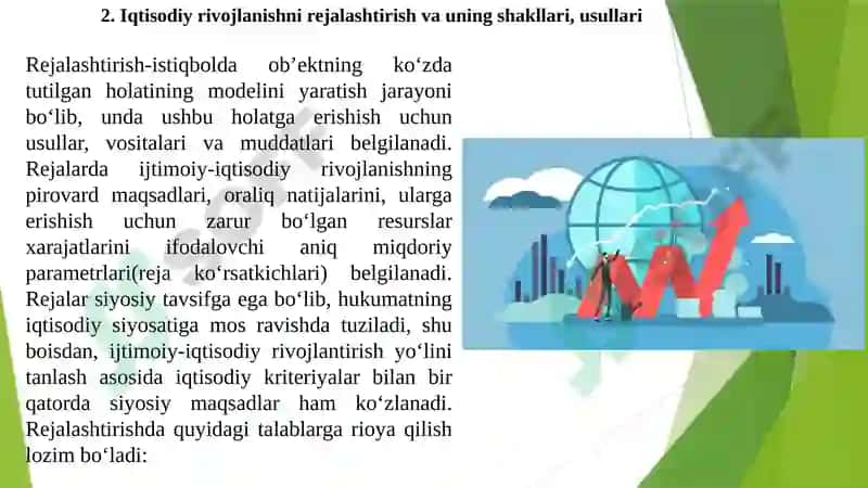 Davlatning iqtisodiy rivojlanishni dasturlash prognozlashtirish va rejalashtirish siyosati 6