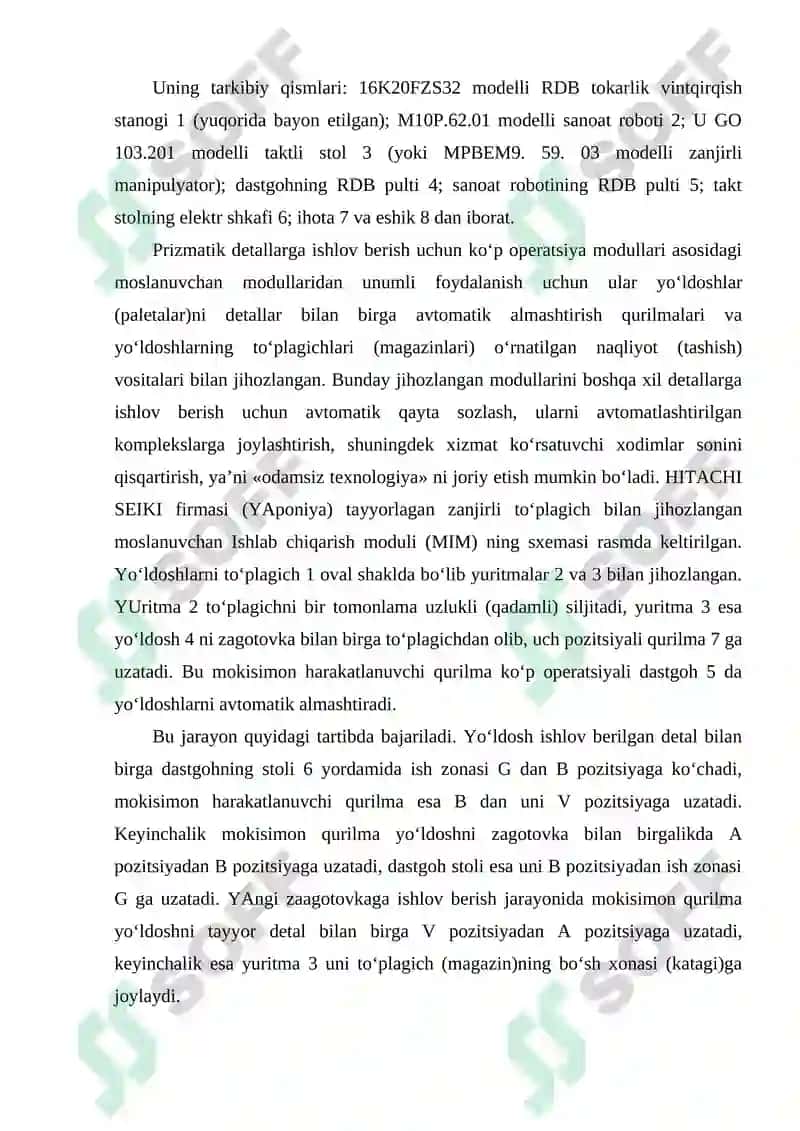 RDB texnologik jihozlarini surish harakat yuritmasini kinematik sxemalarini tahlili 7