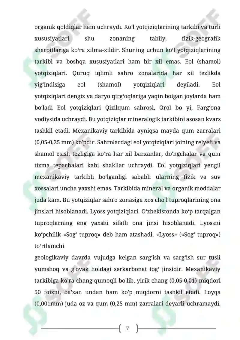 O‘zbekiston tuproqlari, ularning xususiyatlari kurs ishi 7