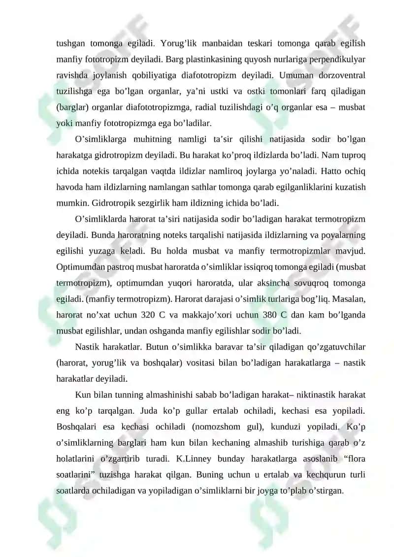 OʻSIMLIKLARNING KOʻPAYISH FIZIOLOGIYASI VA OʻSIMLIKLARDAGI TINIM HOLATI 7